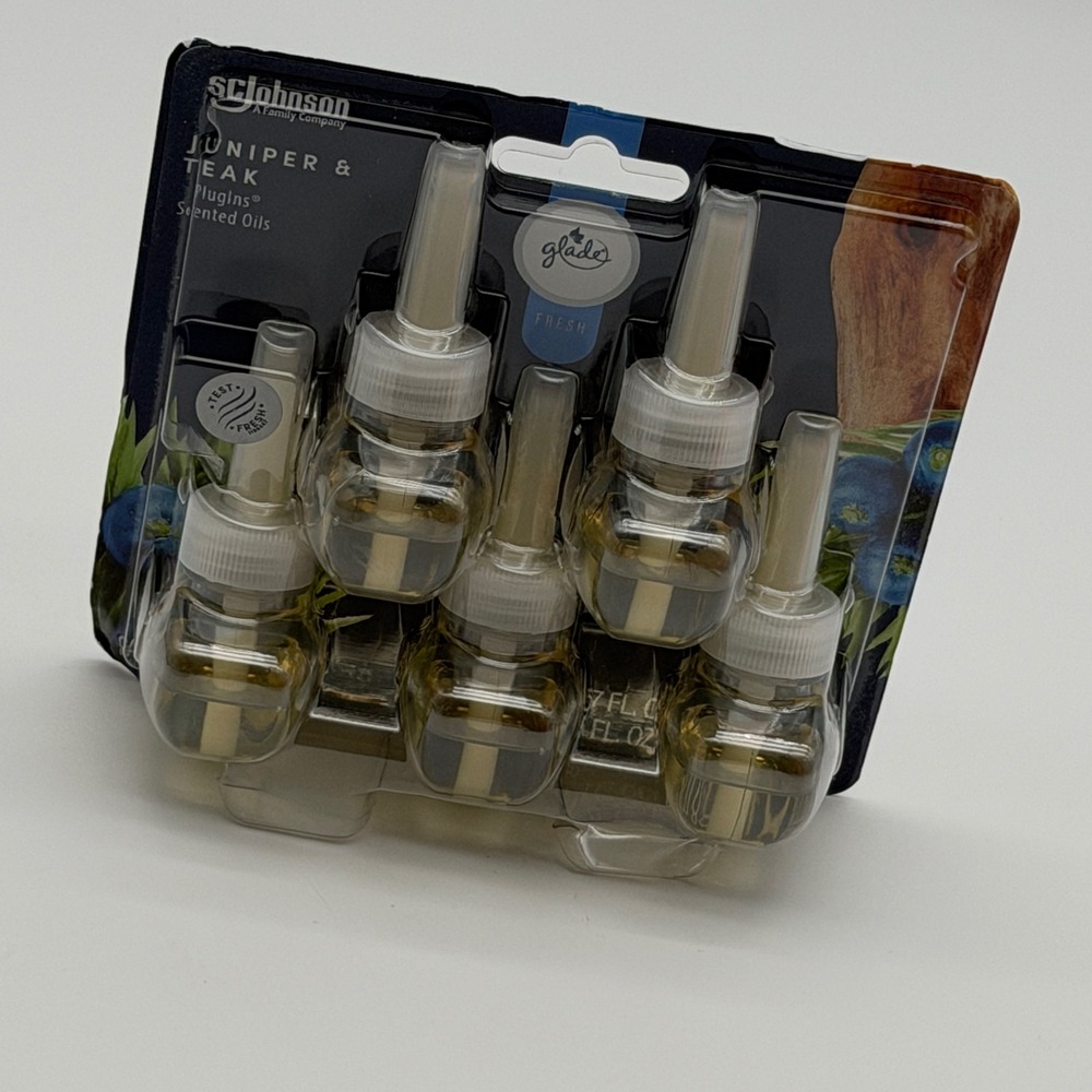 Glade PlugIns Scented Oil Refills Juniper & Teak 5 Count 3.35 Fl Oz Total Pack